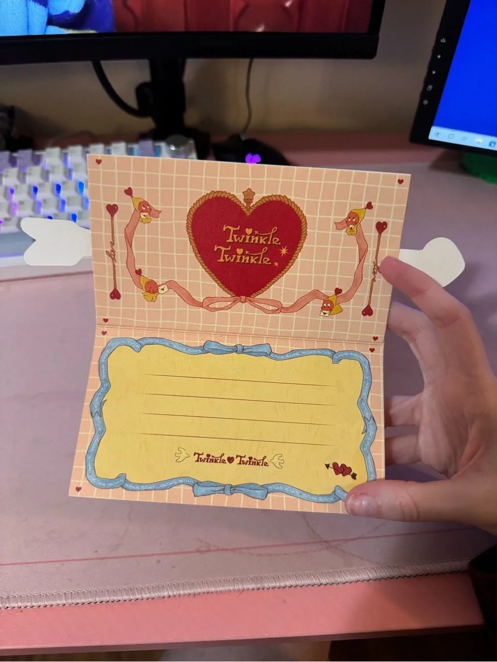Twinkle Twinkle Decorative Love Arrow Card - Yellow & Red
